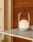 Carrie Portable Lamp - Linen Blue/Leather