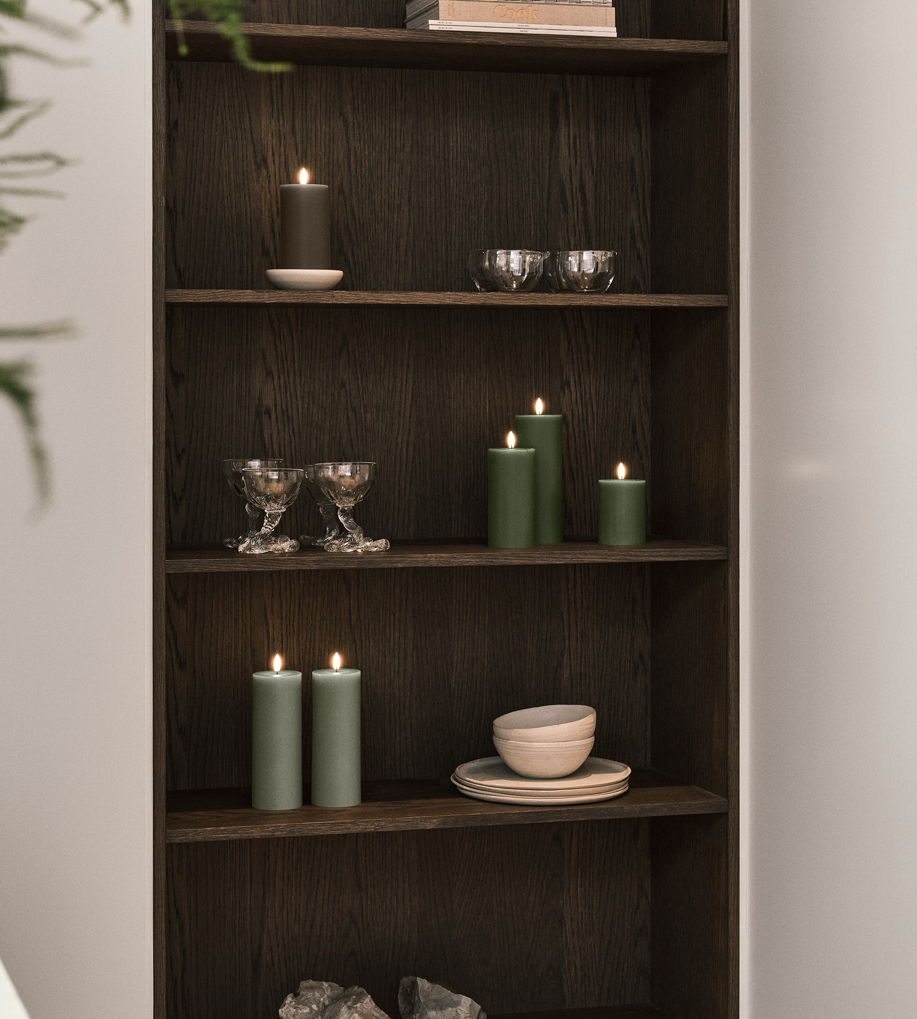 LED Pillar Candle Medium - Green Soil