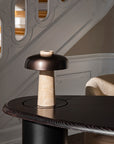 Reverse Table Lamp - Travertine/Bronzed Brass