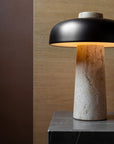 Reverse Table Lamp - Travertine/Bronzed Brass