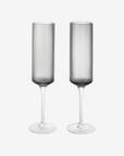 Ripple Champagne Flutes (set of 2) - Smoked Grey