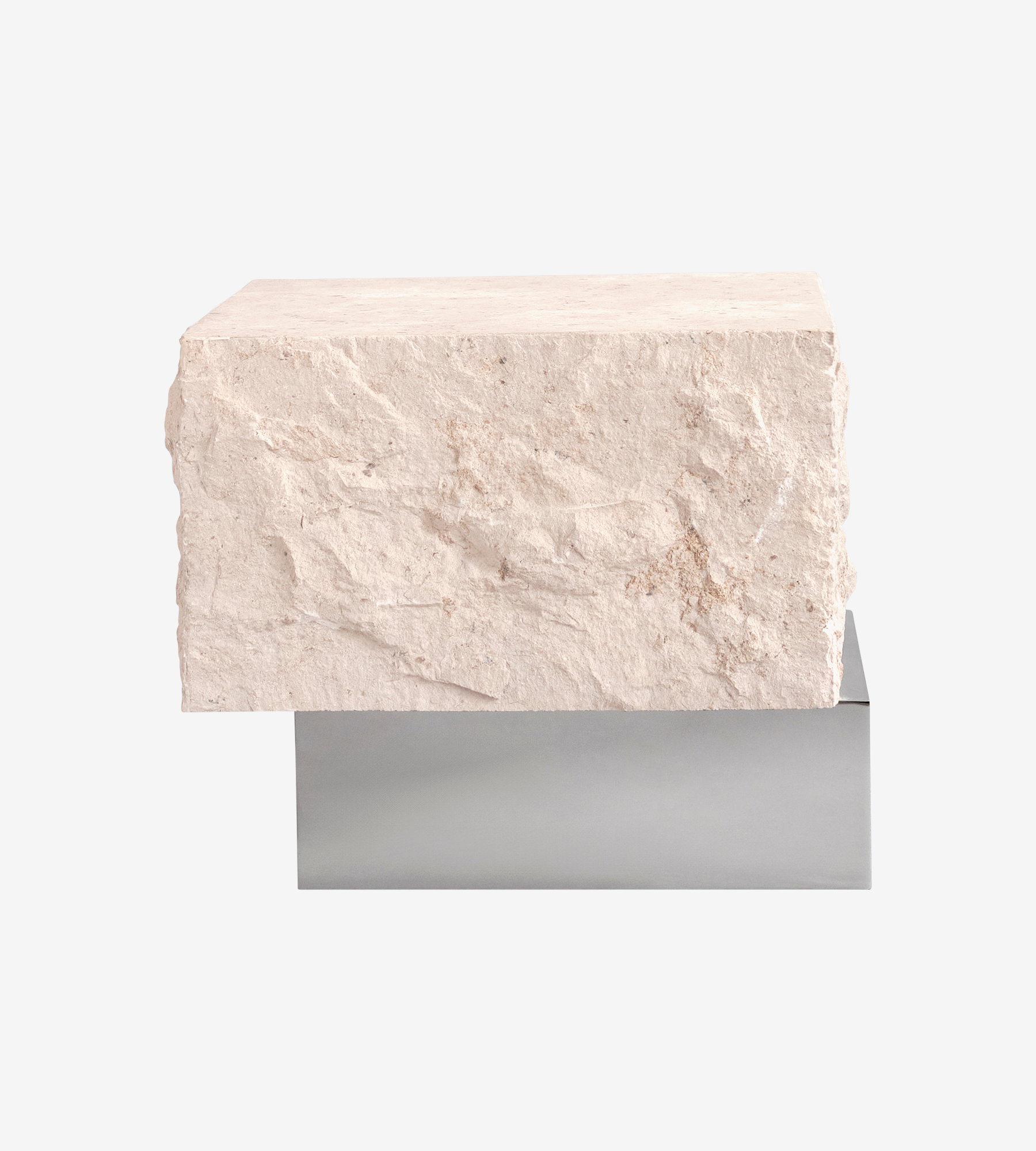 Temple Coffee Table Low - Chrome/Limestone