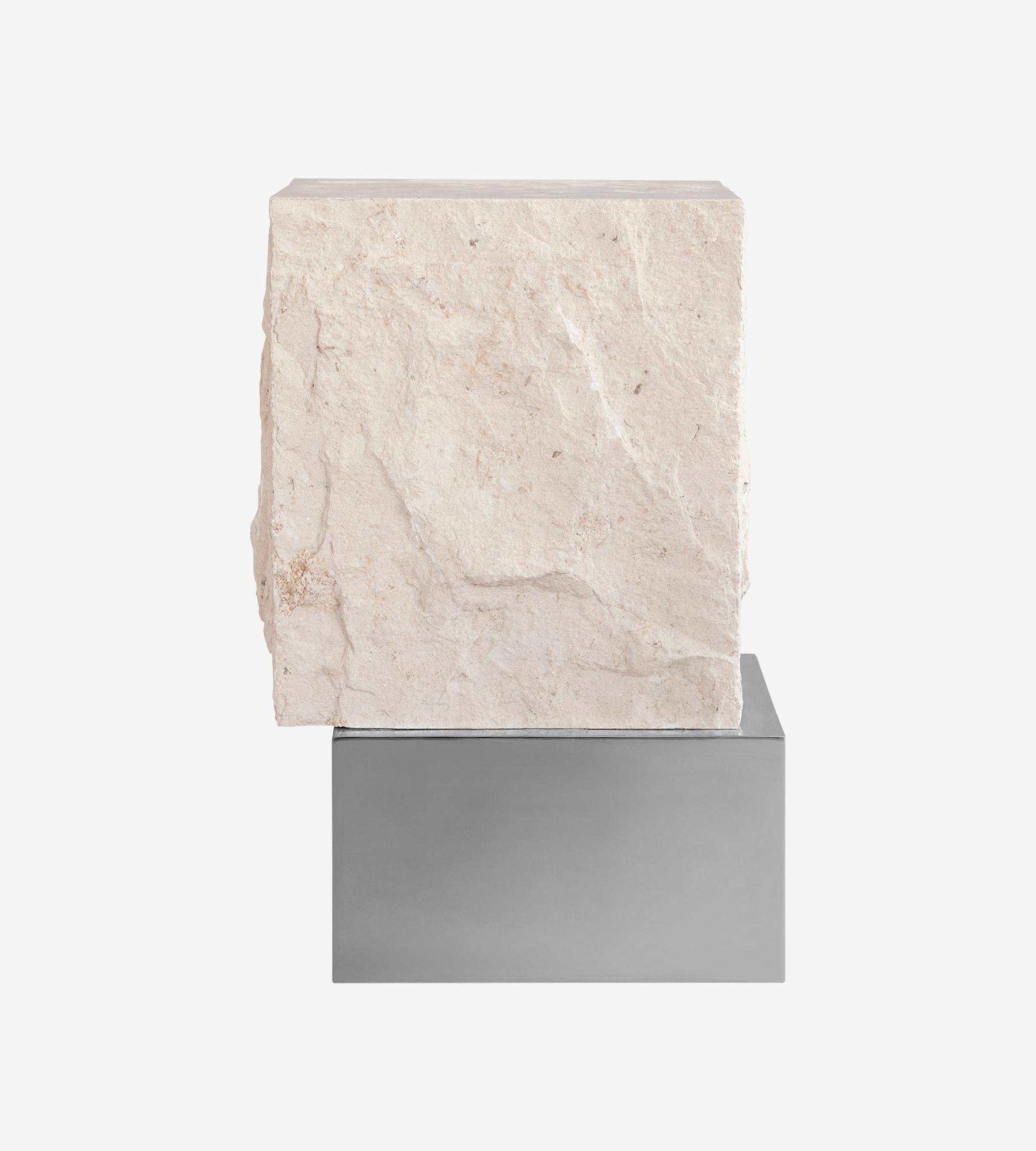 Temple Coffee Table Tall - Chrome/Limestone