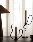 Valse Candle Holder Low - Black
