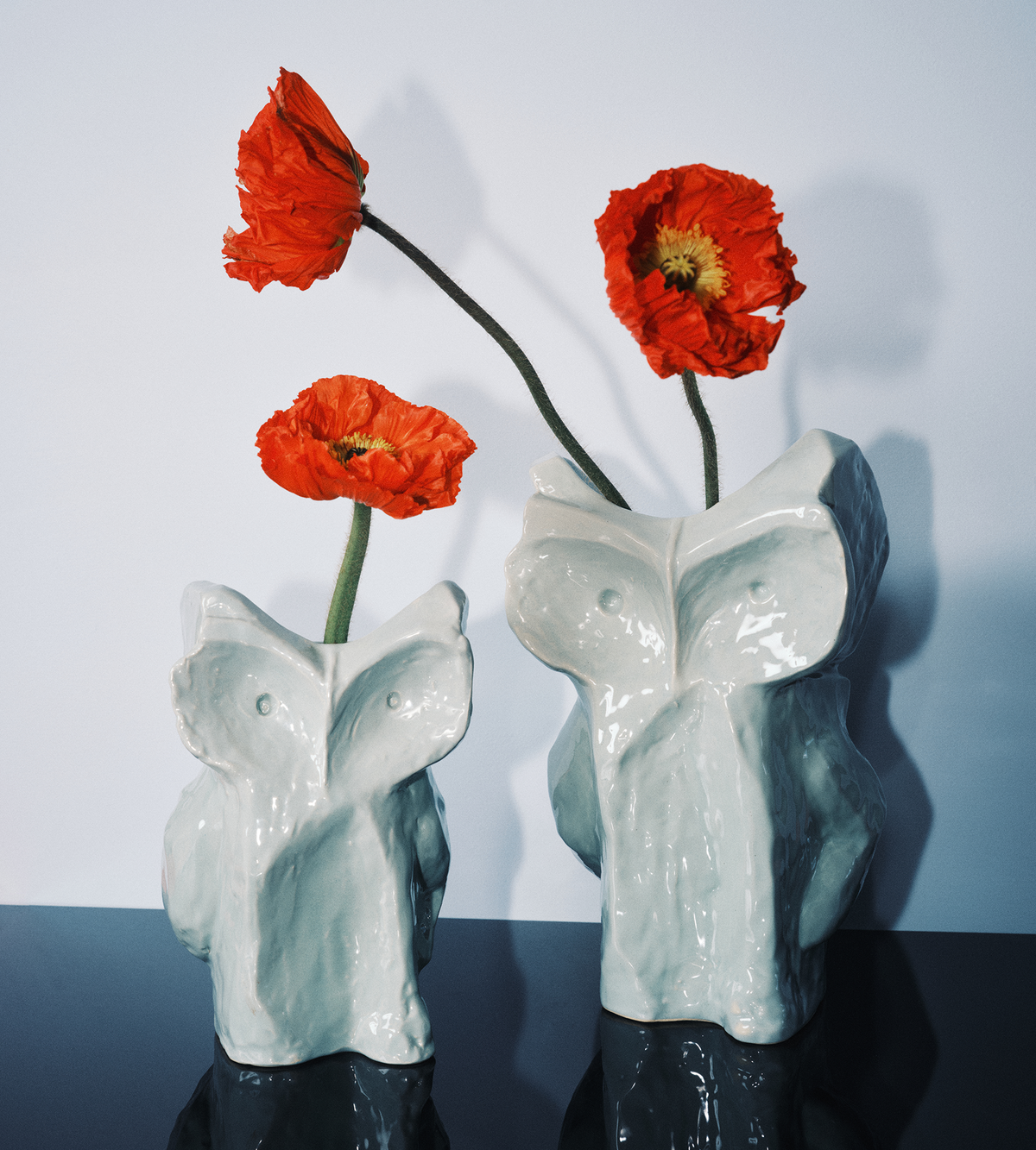 After Midnight Owl Vase Large - Light Blue