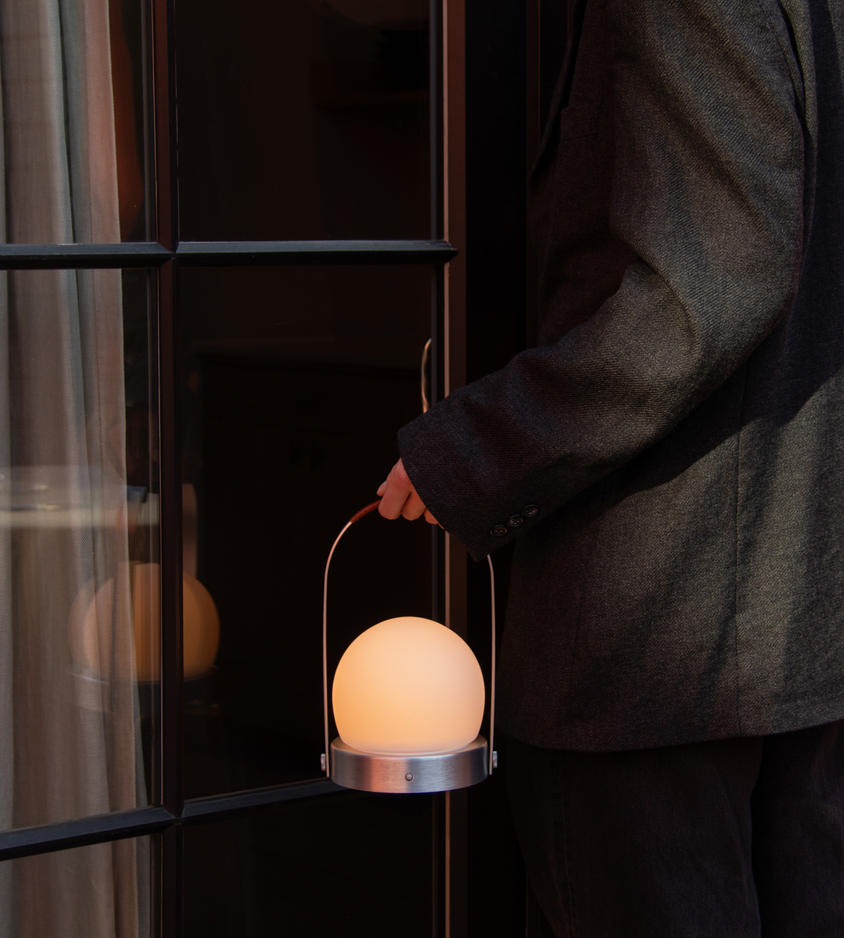 Carrie Portable Lamp - Brushed Aluminium/Leather