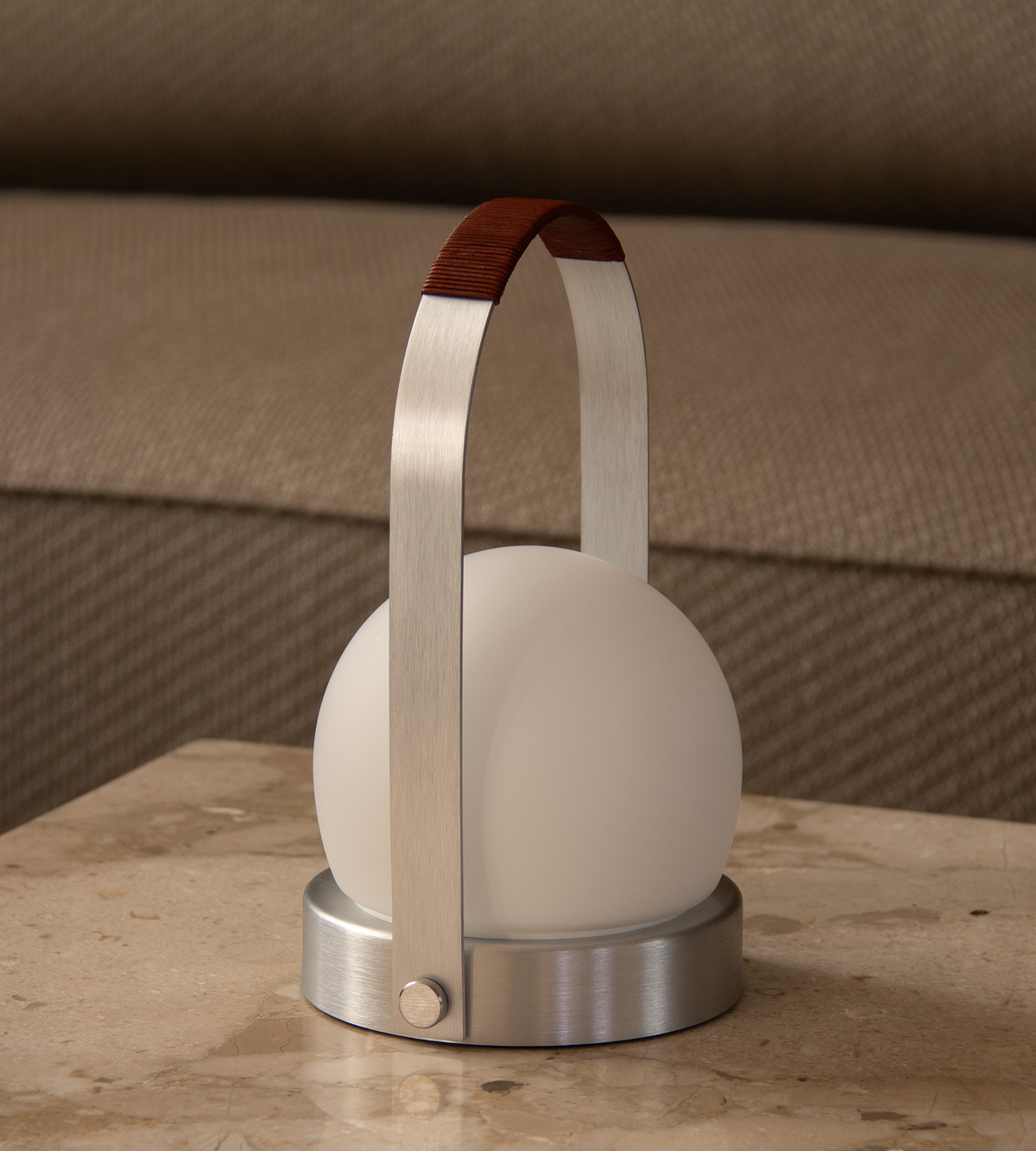 Carrie Portable Lamp - Brushed Aluminium/Leather