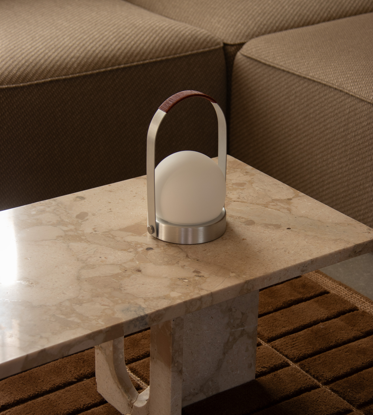 Carrie Portable Lamp - Brushed Aluminium/Leather