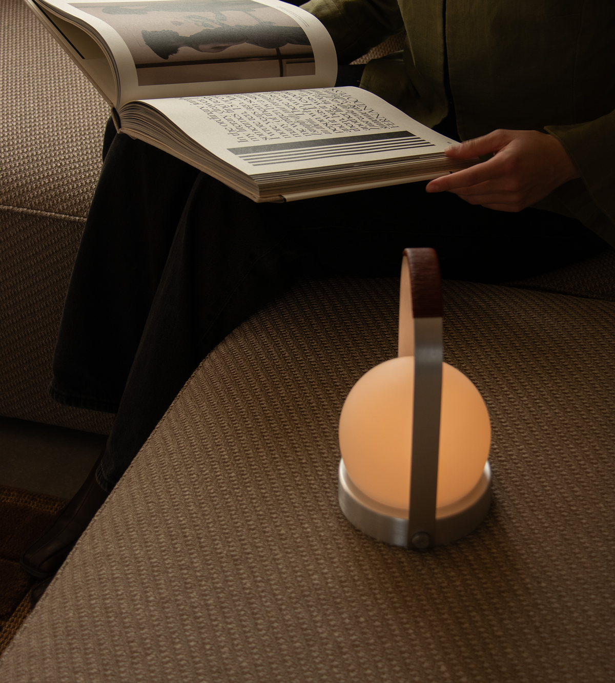 Carrie Portable Lamp - Brushed Aluminium/Leather