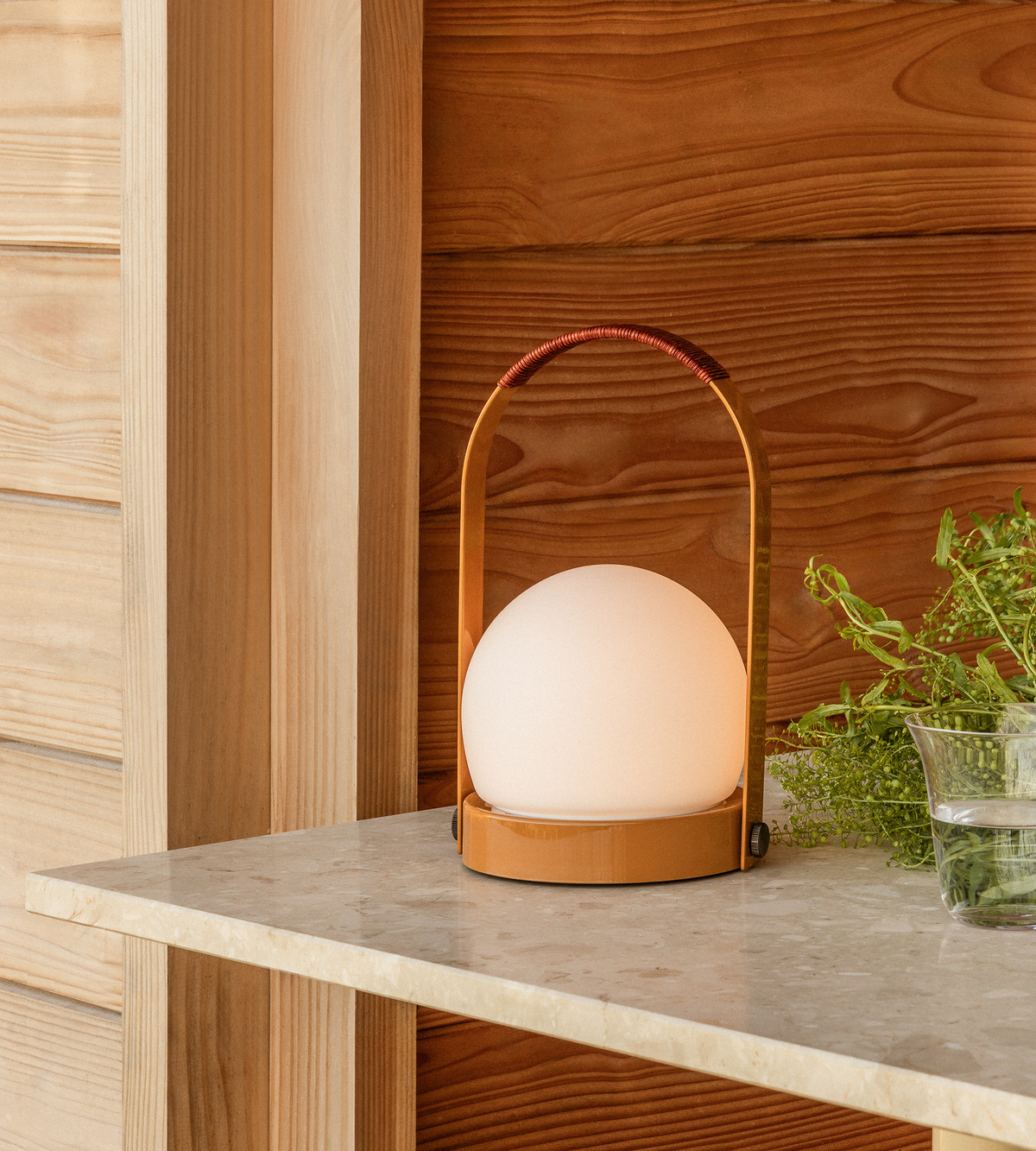 Carrie Portable Lamp - Golden Brown/Leather
