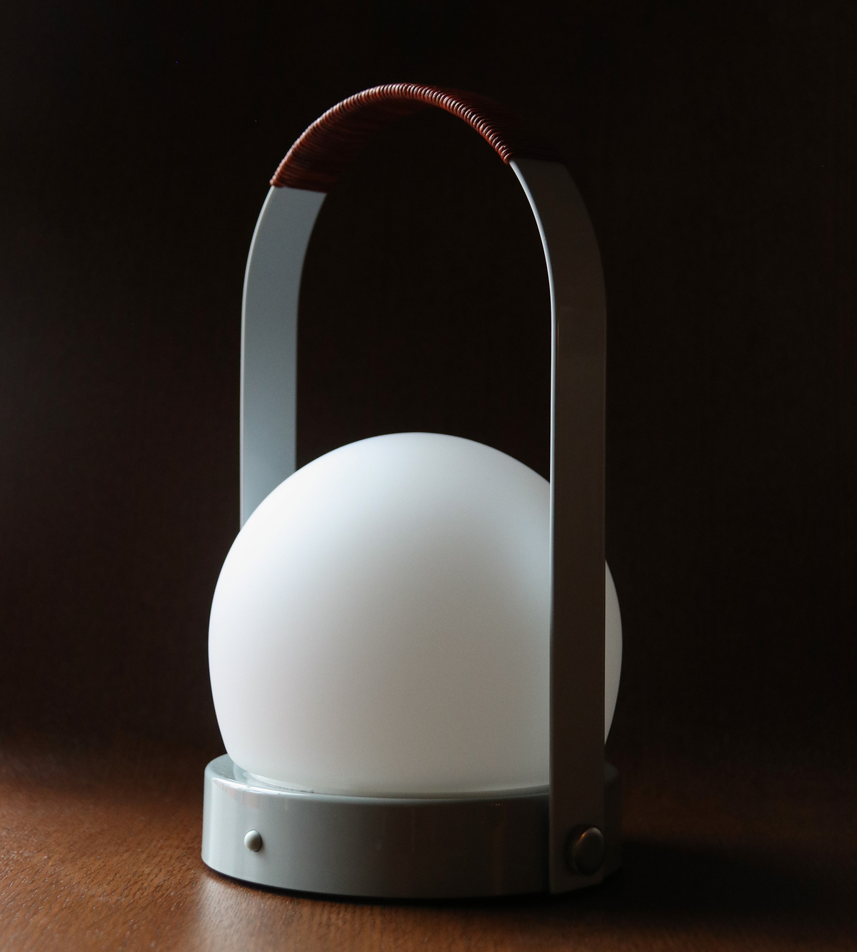 Carrie Portable Lamp - Linen Blue/Leather