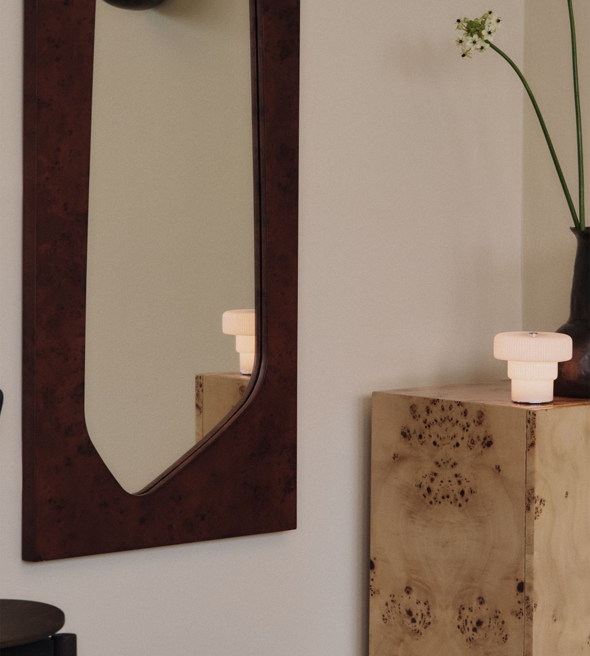 Folia Mirror Large - Dark Stained Burl by Ferm Living | Shop designer ...
