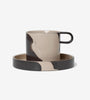 Inlay Cup with Saucer - Sand/Brown