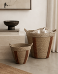Mar Woven Basket Small - Natural/Red Brown