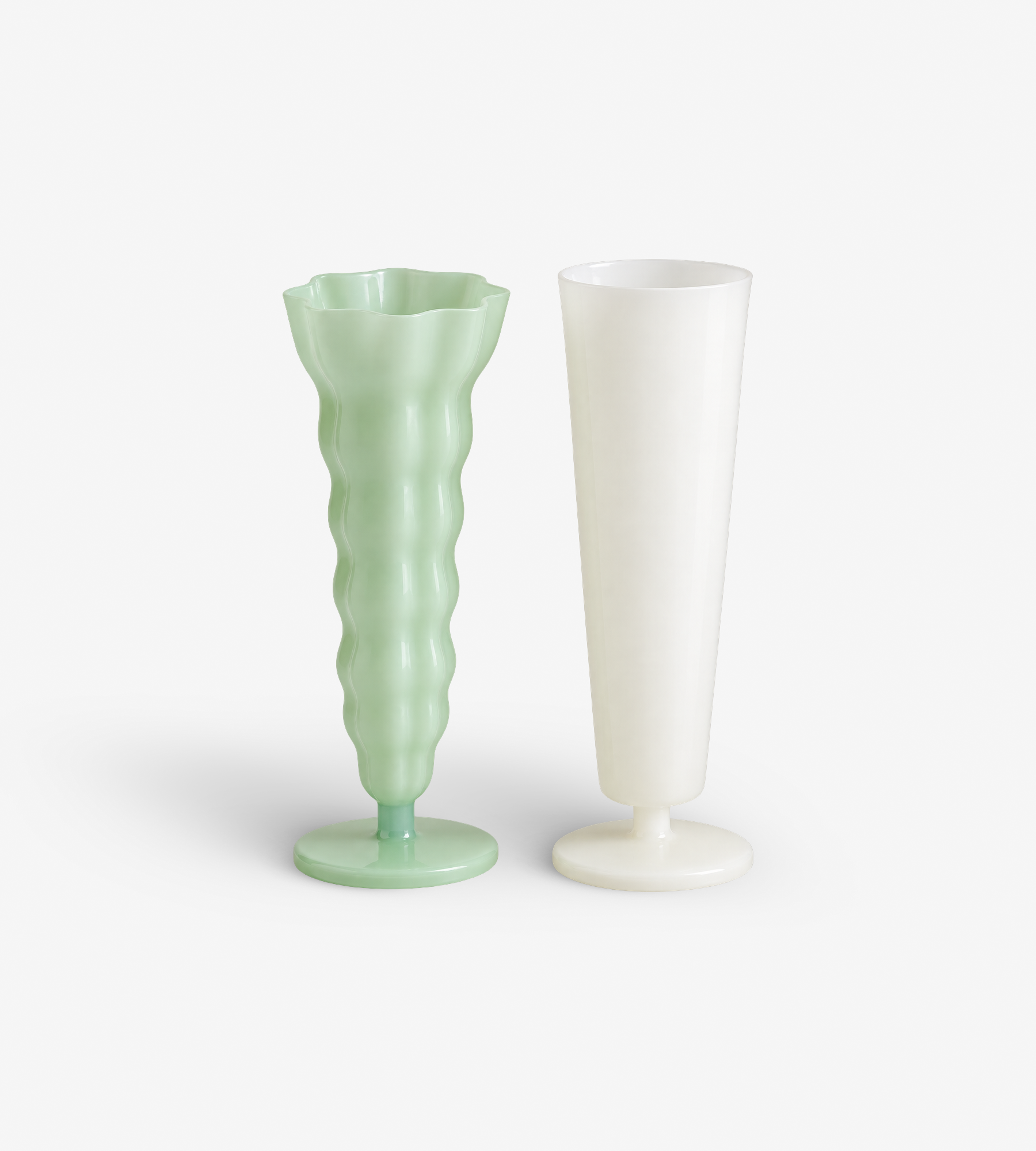 Morphée Vases (set of 2) - Mint Green &amp; White