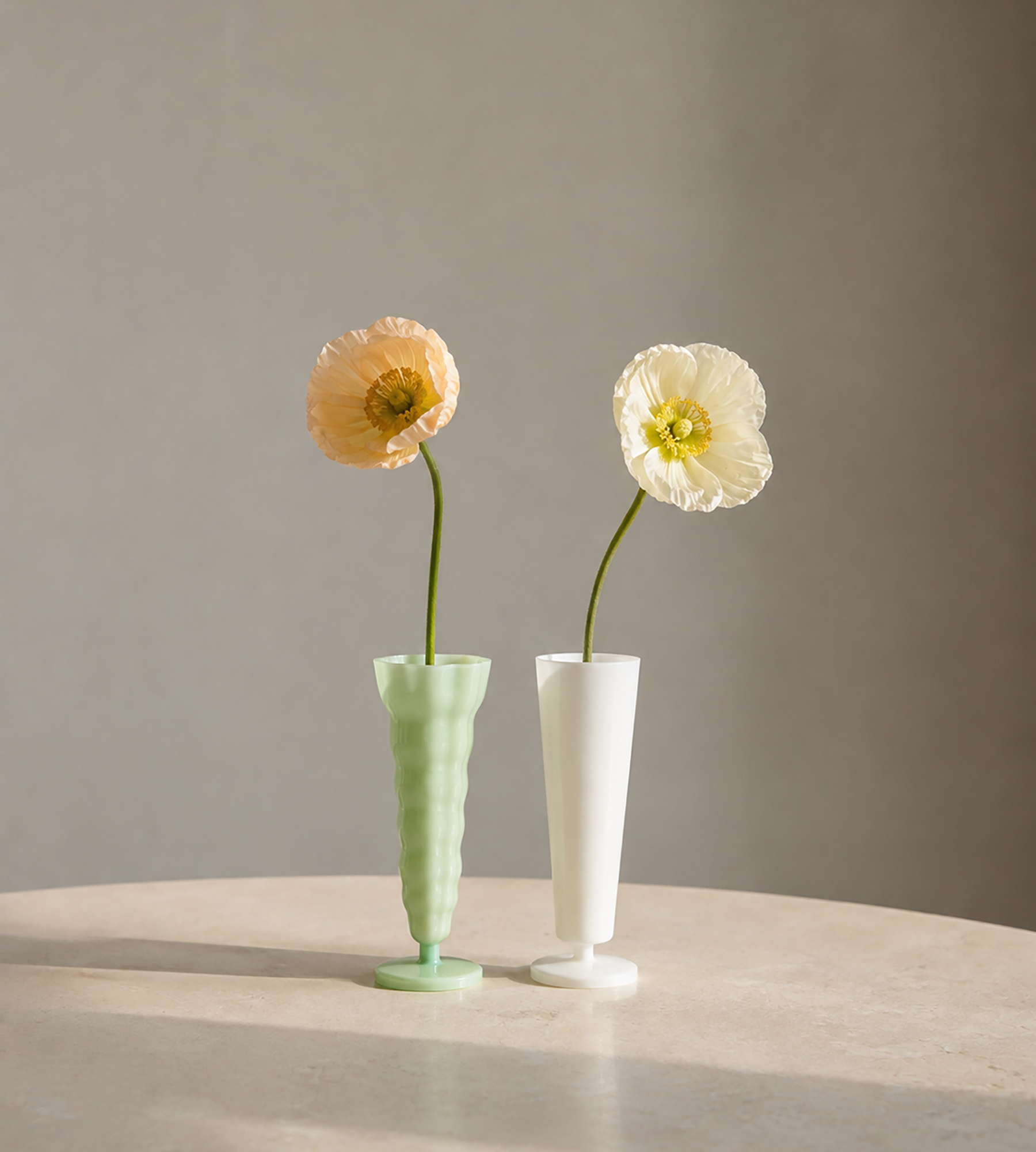 Morphée Vases (set of 2) - Mint Green &amp; White