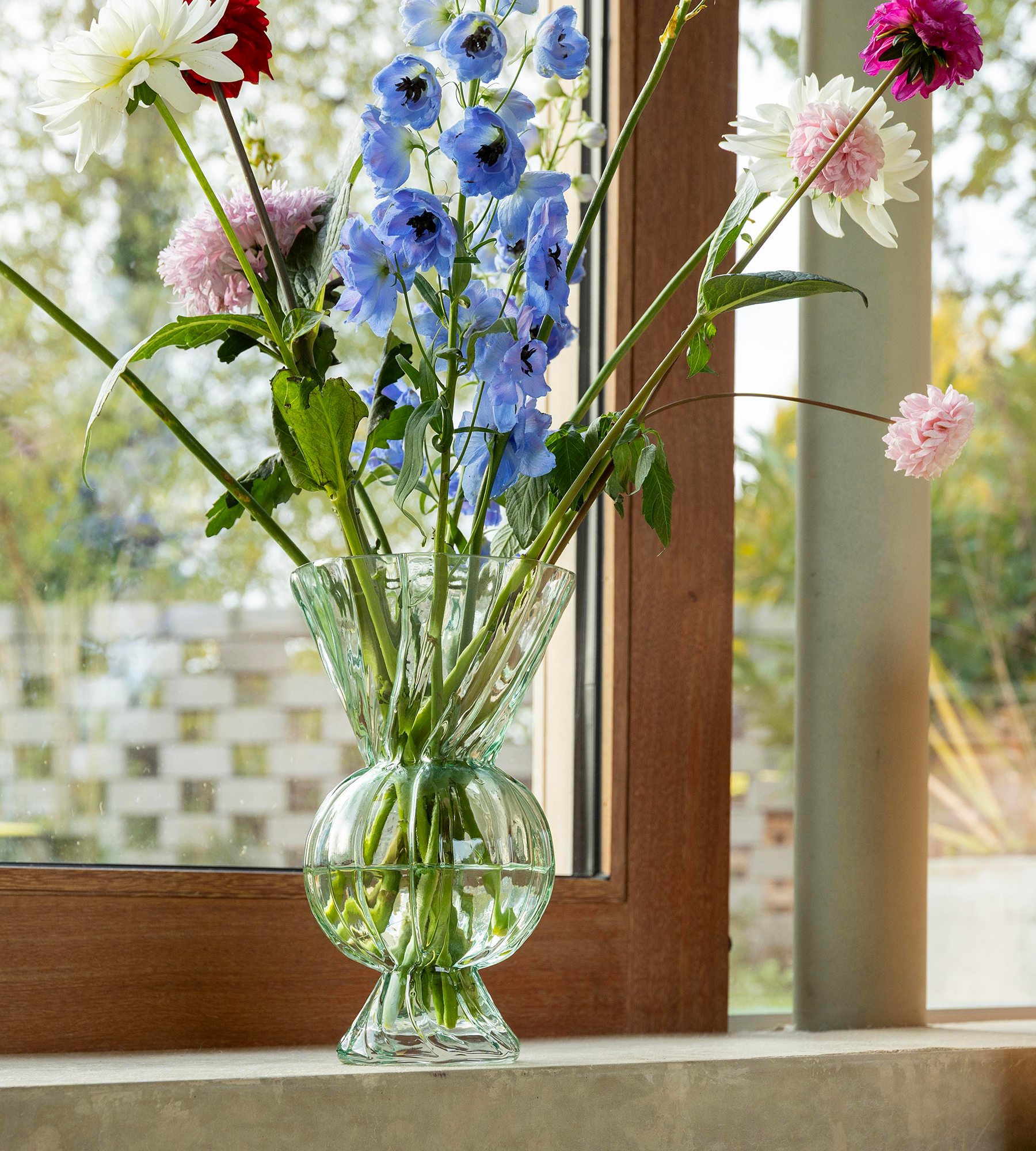 Rhombic Vase Glass - Green