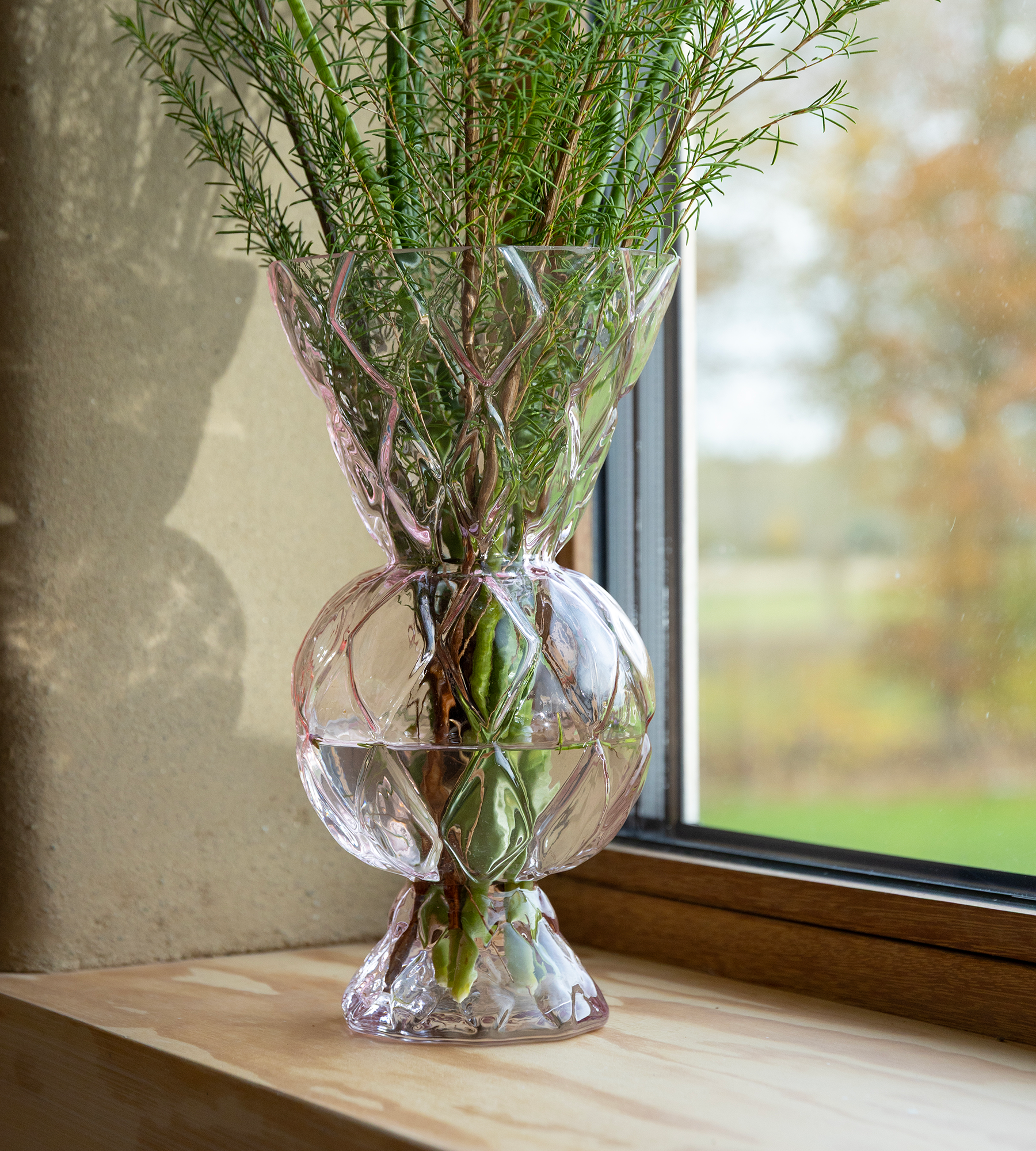 Rhombic Vase Glass - Pink