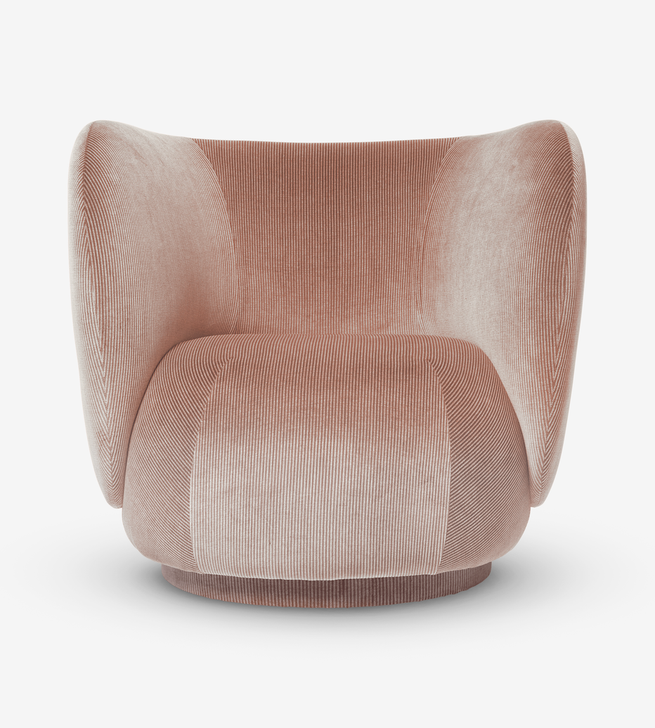 Rico Lounge Chair - Devoré Velvet Blush by Ferm Living | Shop designer ...
