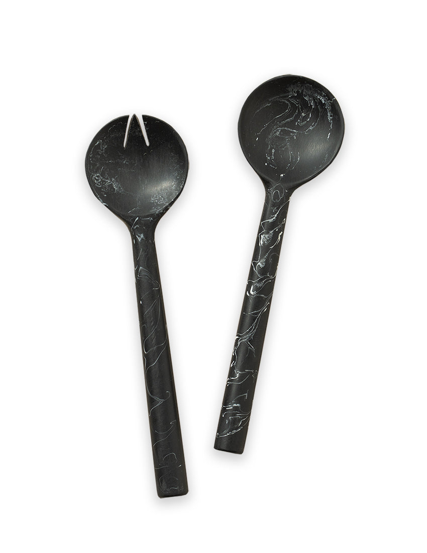 Flow Resin Salad Servers - Black