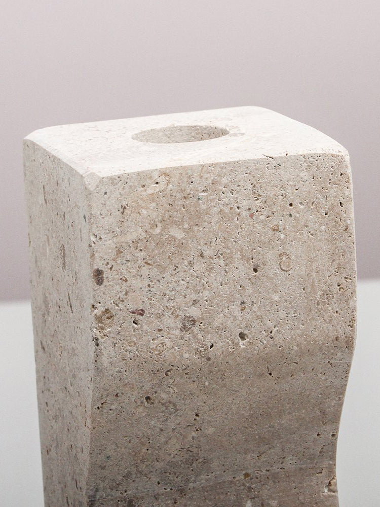 Zephyr Candle Holder Travertine - Small