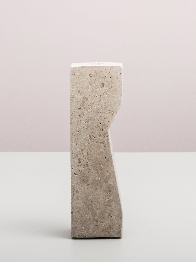 Zephyr Candle Holder Travertine - Small