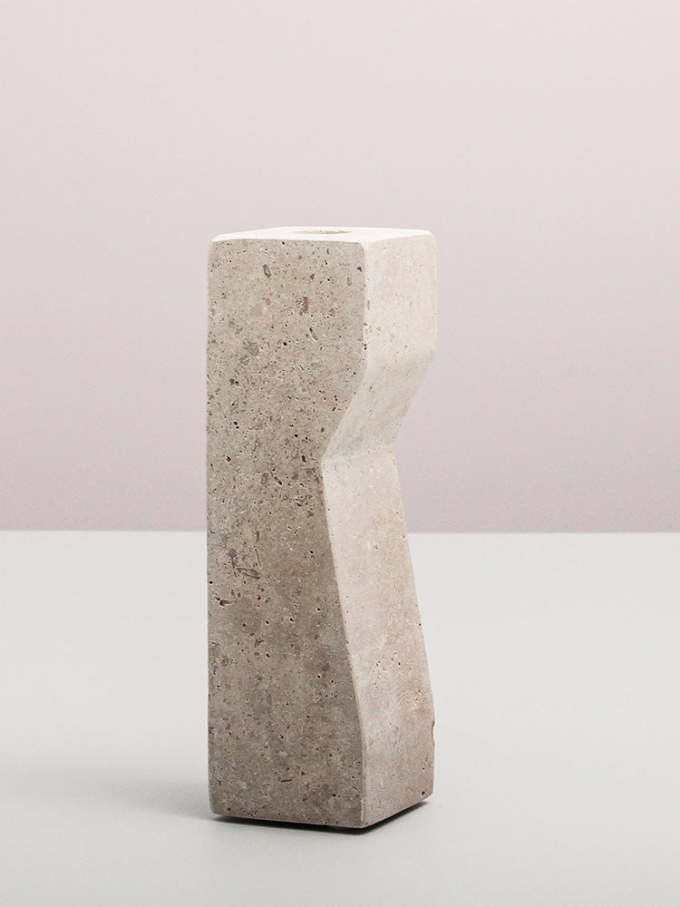 Zephyr Candle Holder Travertine - Small